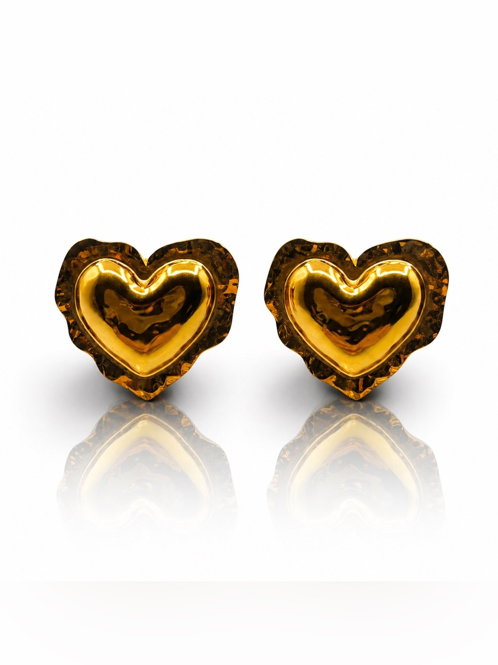 Gold Heart Stud PVD Earrings
